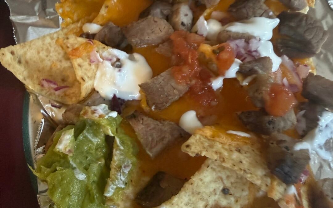 Leftover Tri Tip Nachos With Cheddar Cheese