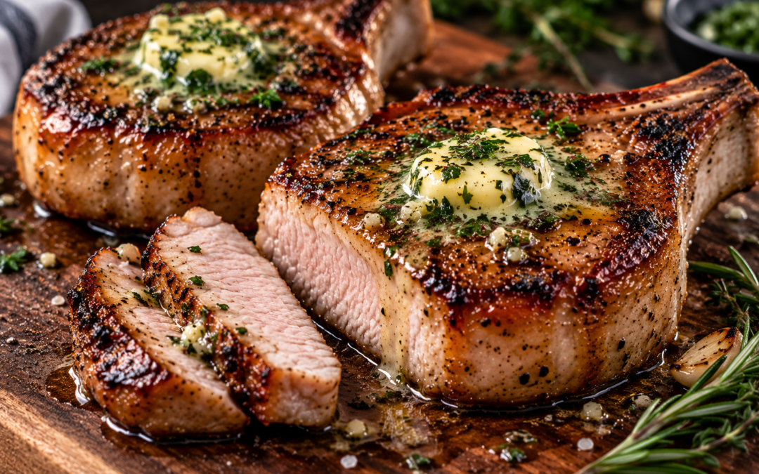 Sous Vide Pork Chops with Herb Butter