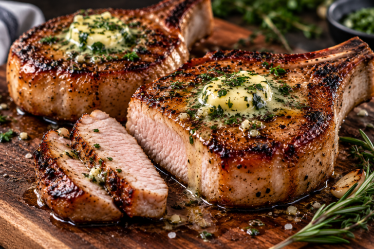 Sous Vide Pork Chops with Herb Butter